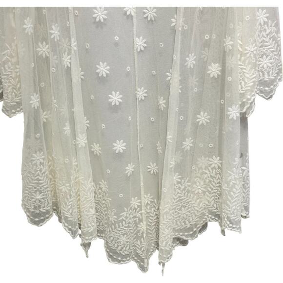 Torrid Sheer White Lace Embroidered Floral Kimono Beach Swim Coverup (1X) - Picture 3 of 11